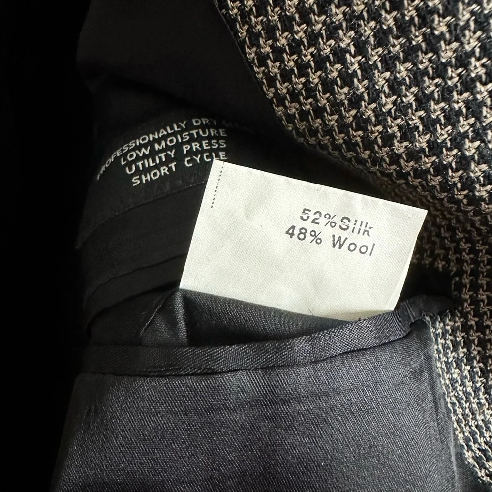 Joseph A Bank Silk Wool Houndstooth Suit Jacket Blazer Sport Coat Academia 44L - Picture 4 of 7